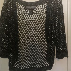 Cardigan Sweater Black with Gold Sparkling Thread